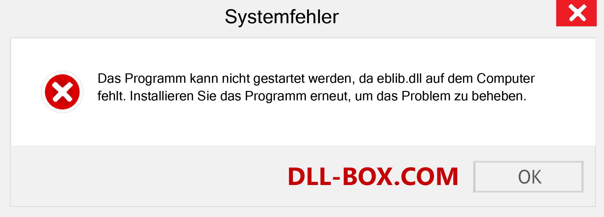 eblib.dll-Datei fehlt?. Download für Windows 7, 8, 10 - Fix eblib dll Missing Error unter Windows, Fotos, Bildern